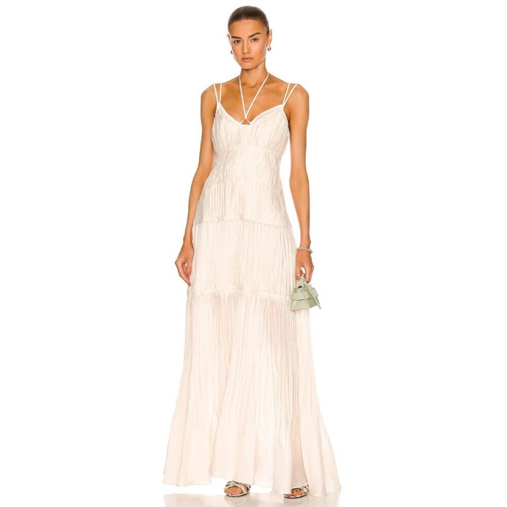 JONATHAN SIMKHAI Loli Gown in Tan Beige